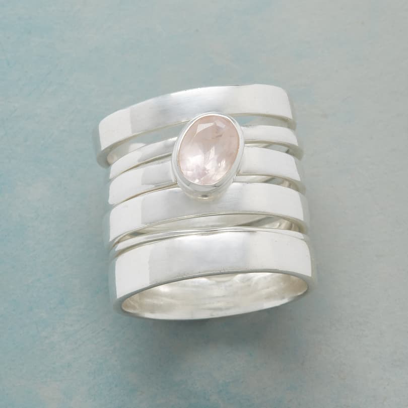 rose quartz stacking ring