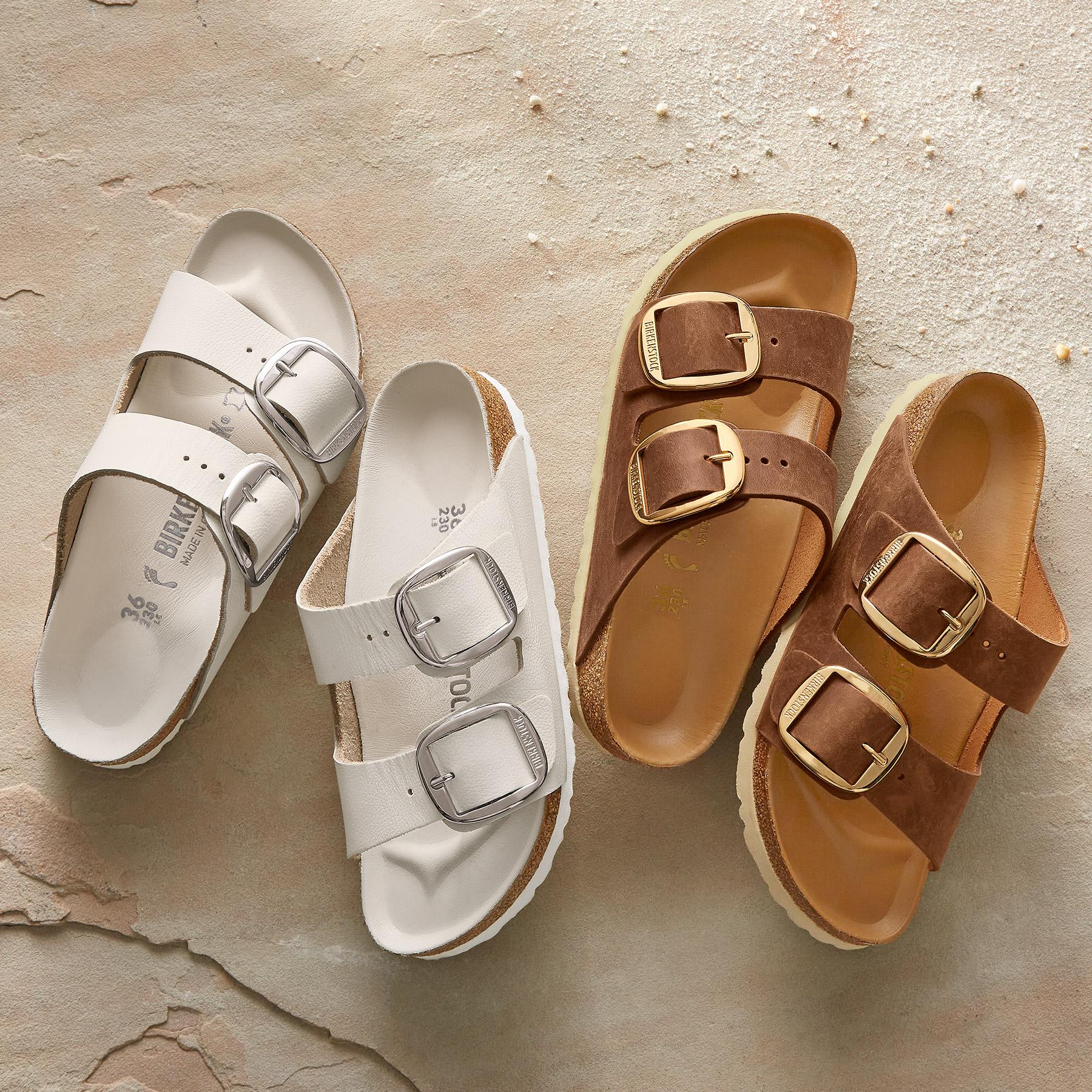 Birkenstock Women's 'Arizona Big Buckle' Slides - White - Flat Sandals - 38