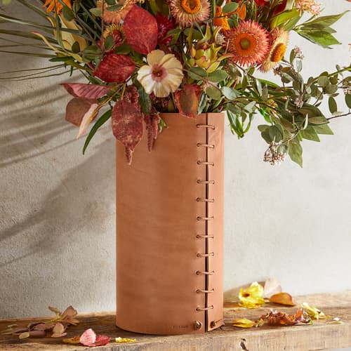 ARGO LEATHER-WRAPPED VASE view 1