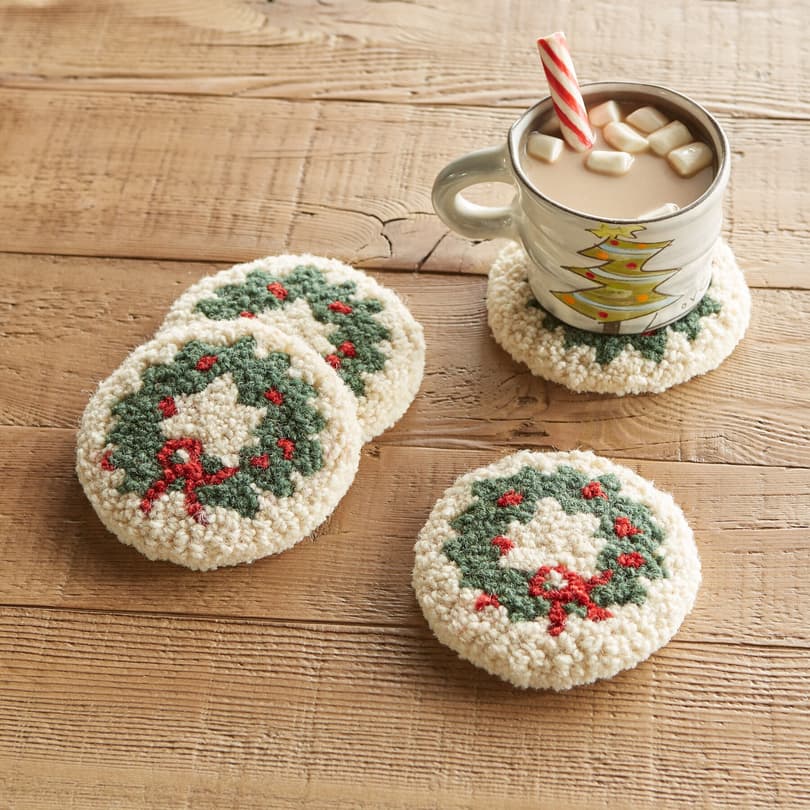 HOLIDAY WREATH COASTERS, SET OF 4 view 1