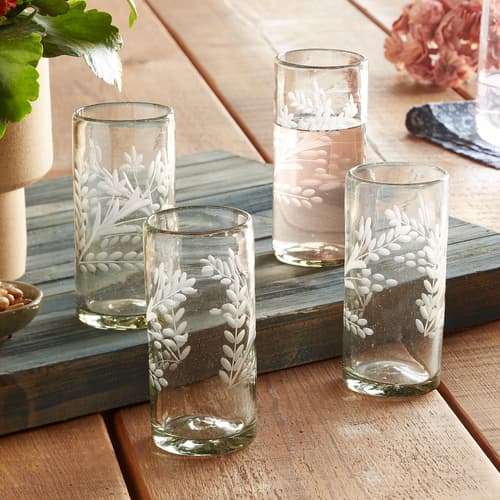 MARICELA ETCHED GLASSES, SET OF 4 view 1