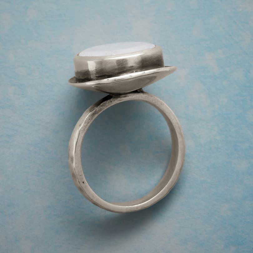 SILVER STEPPED MOONSTONE RING view 1