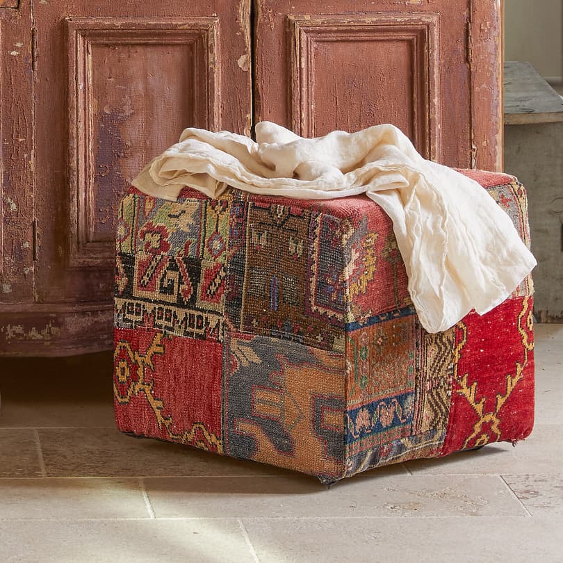 VINTAGE AMARNA PATCHWORK SMALL OTTOMAN view 2