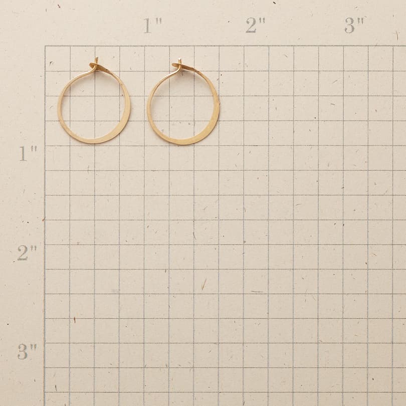 SMALL HAND-FORGED GOLD HOOPS view 1