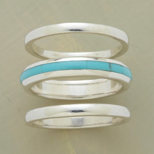 STREAK OF TURQUOISE RING TRIO view 1