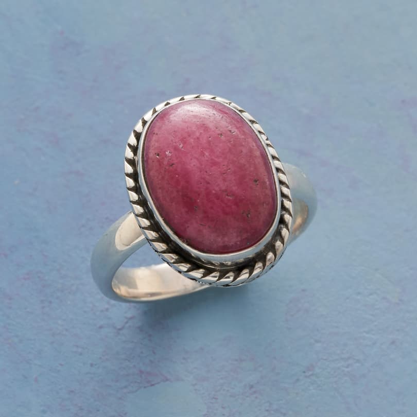 ROPE AROUND RHODONITE RING view 1