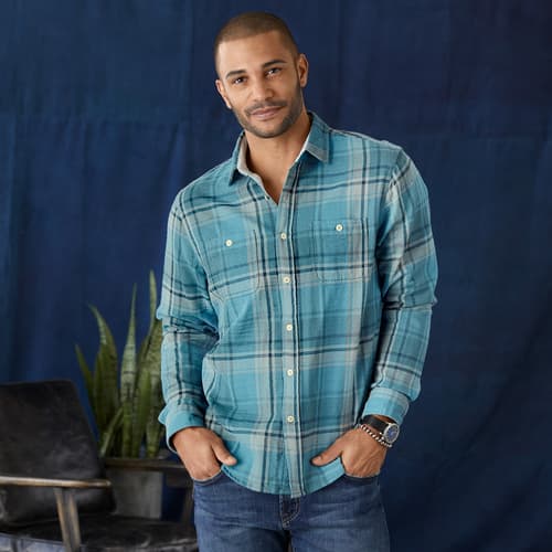 QUINCEY PLAID SHIRT view 1 TURQUOISE