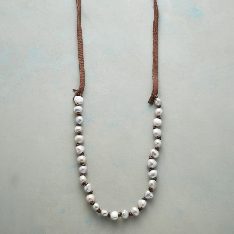 KNOTTED GRAY PEARL NECKLACE view 1