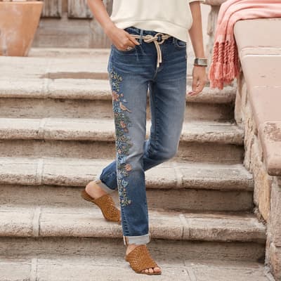 Vinkid Dove Flat and Embroidered Jeans-