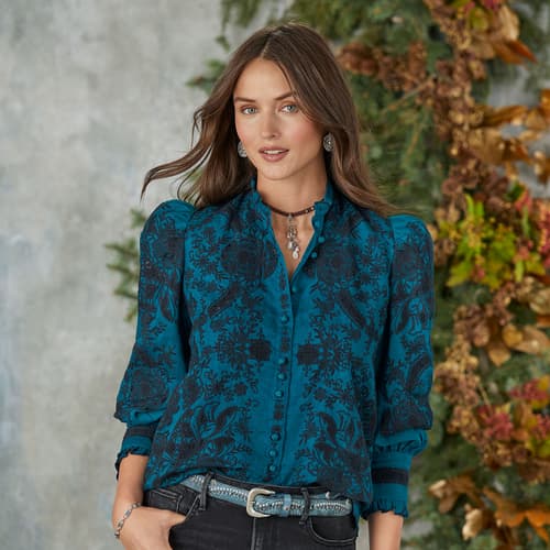 Rosetti Lace Top - Petites View 7Teal