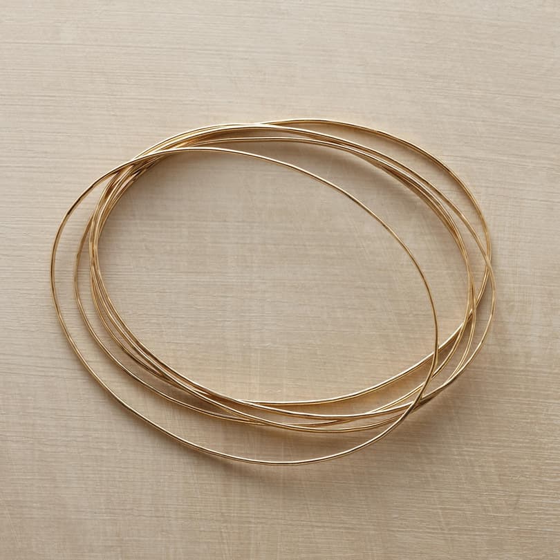 GOLDEN ORBIT BANGLE BRACELETS, SET OF 5 view 1