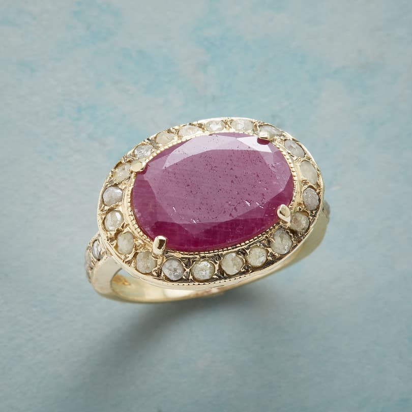 DIAMOND DUSTED RUBY RING view 1