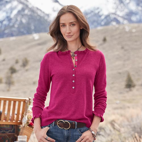 Edwina Henley Sweater - Petites View 12MAGENTA