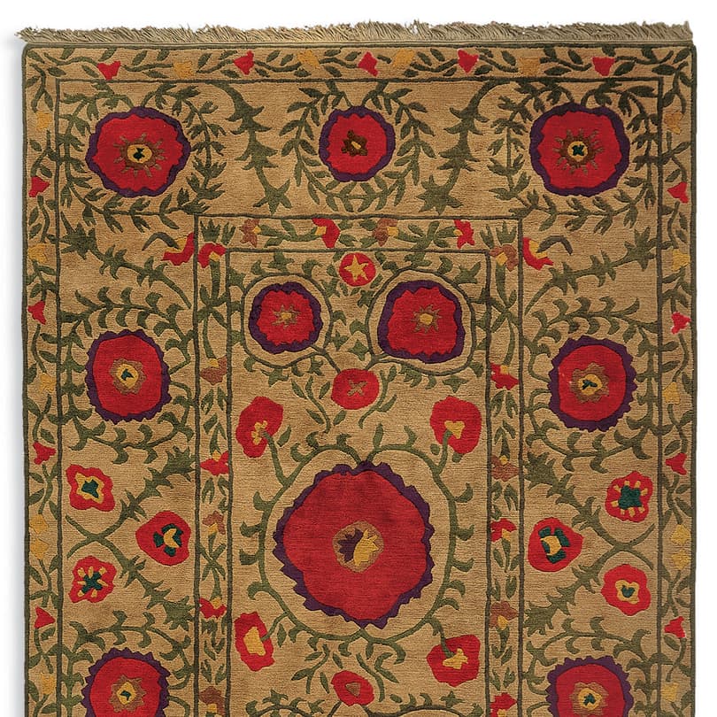 FIELD OF POPPIES TIBETAN HAND KNOTTED RUG view 1