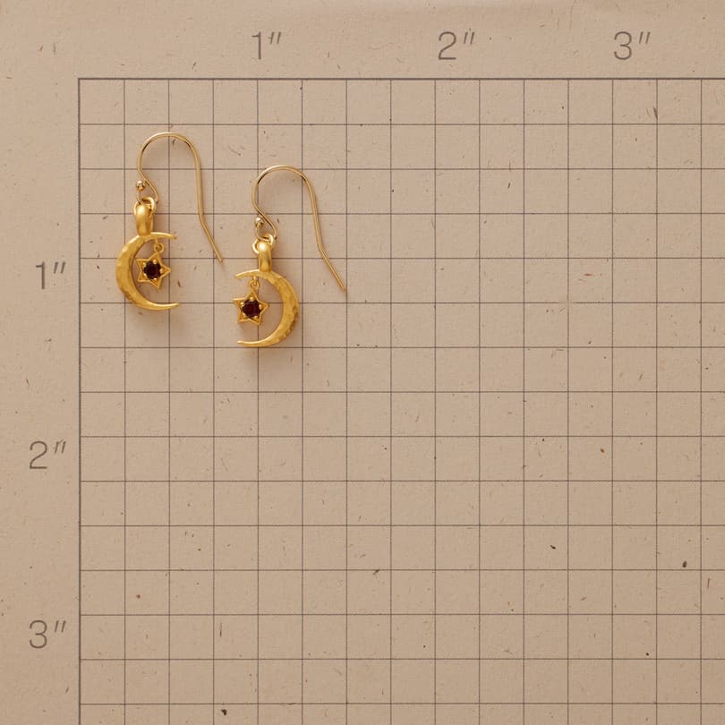 Gold Plate Moon&#39;s Embrace Birthstone Earrings View 2