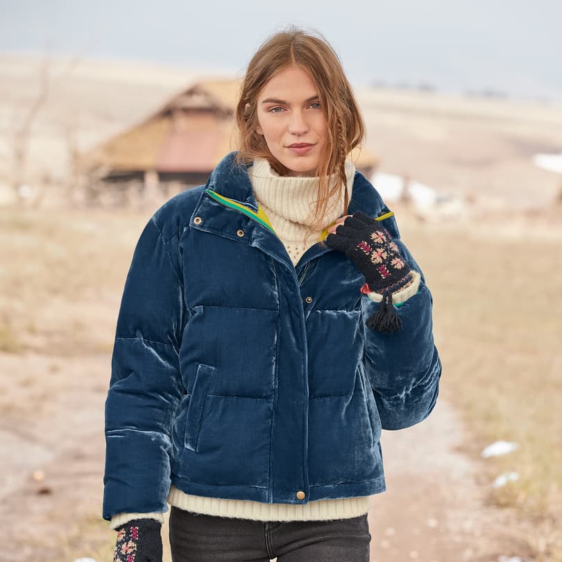  Women's Winter Coat Velvet Puffer Quilted Jacket