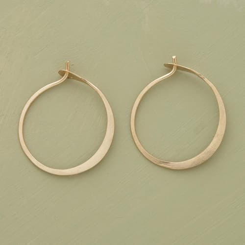 SMALL HAND-FORGED GOLD HOOPS view 1