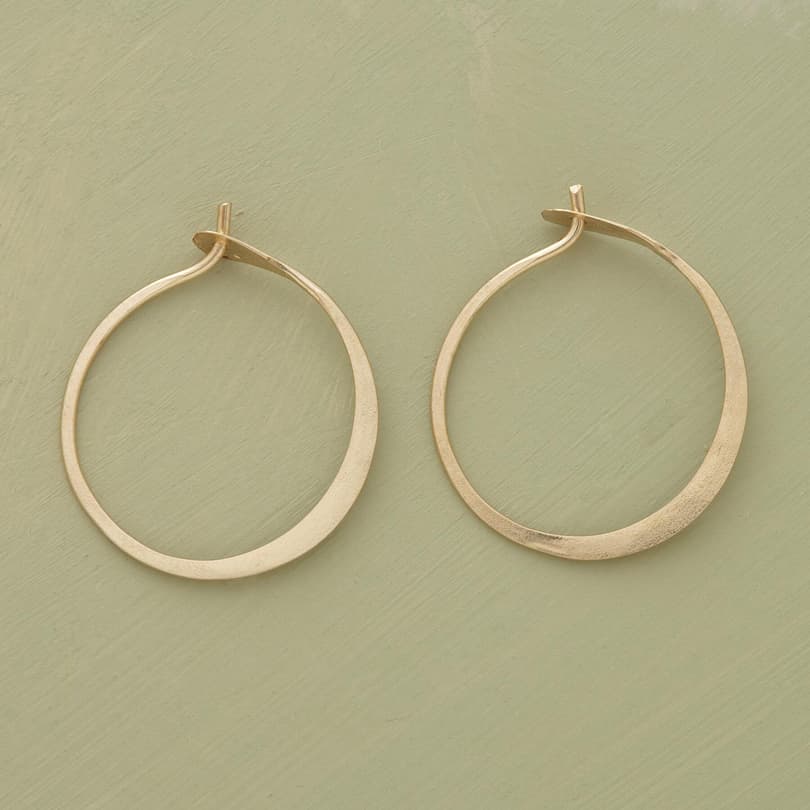 SMALL HAND-FORGED GOLD HOOPS view 1