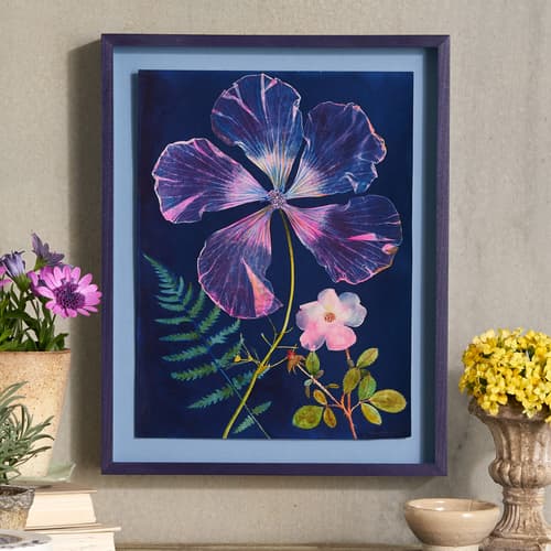 Hibiscus, Fern, Rose Painting View 1