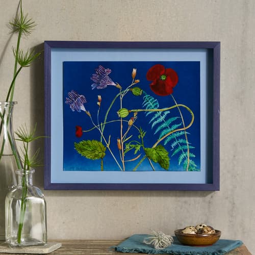 Poppies, Petunia, Fern Painting View 1