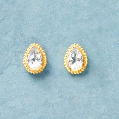 Teardrop Birthstone Earrings View 3April