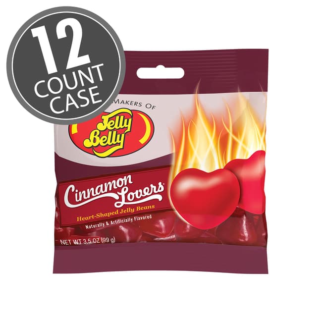 Cinnamon Lovers Heart-Shaped Jelly Beans 3.5 oz Grab & Go Bag - 12-Count Case