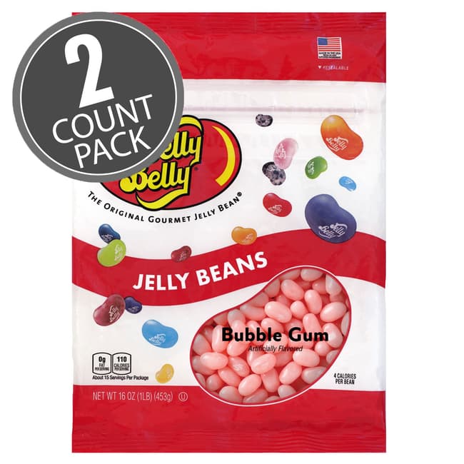 Bubble Gum Jelly Beans - 16 oz Re-Sealable Bag - 2 Pack