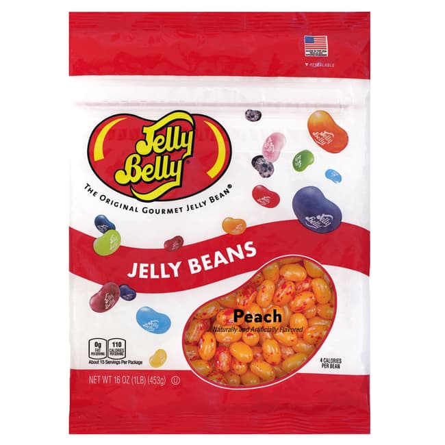 Peach Jelly Beans - 16 oz Re-Sealable Bag