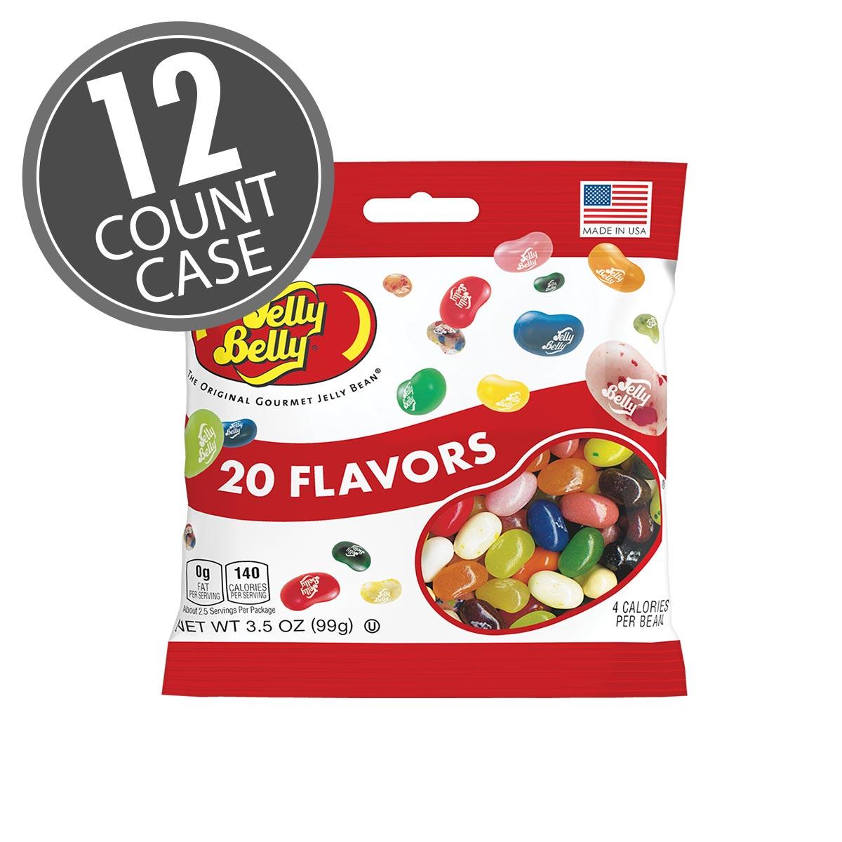 20 Assorted Jelly Bean Flavors 3.5 oz Bag 12 Count Case