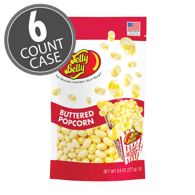 Buttered Popcorn Jelly Beans 9.8 oz Pouch Bag - 6-Count Case