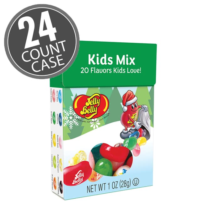 Christmas Kids Mix Jelly Beans 1 oz Flip Top Box 24 Count Case
