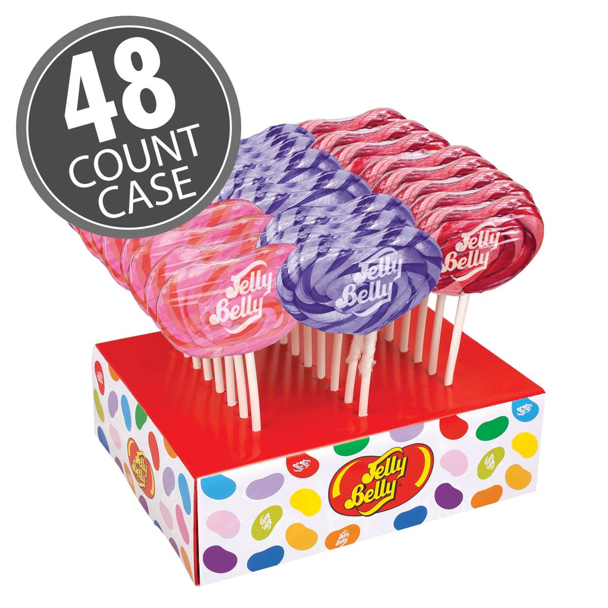 Jelly Belly Bubble Gum, Grape & Very Cherry Lollipops 48Count Case