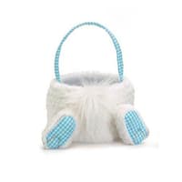 Fluffy Bunny Tail Blue Easter Basket (Empty)