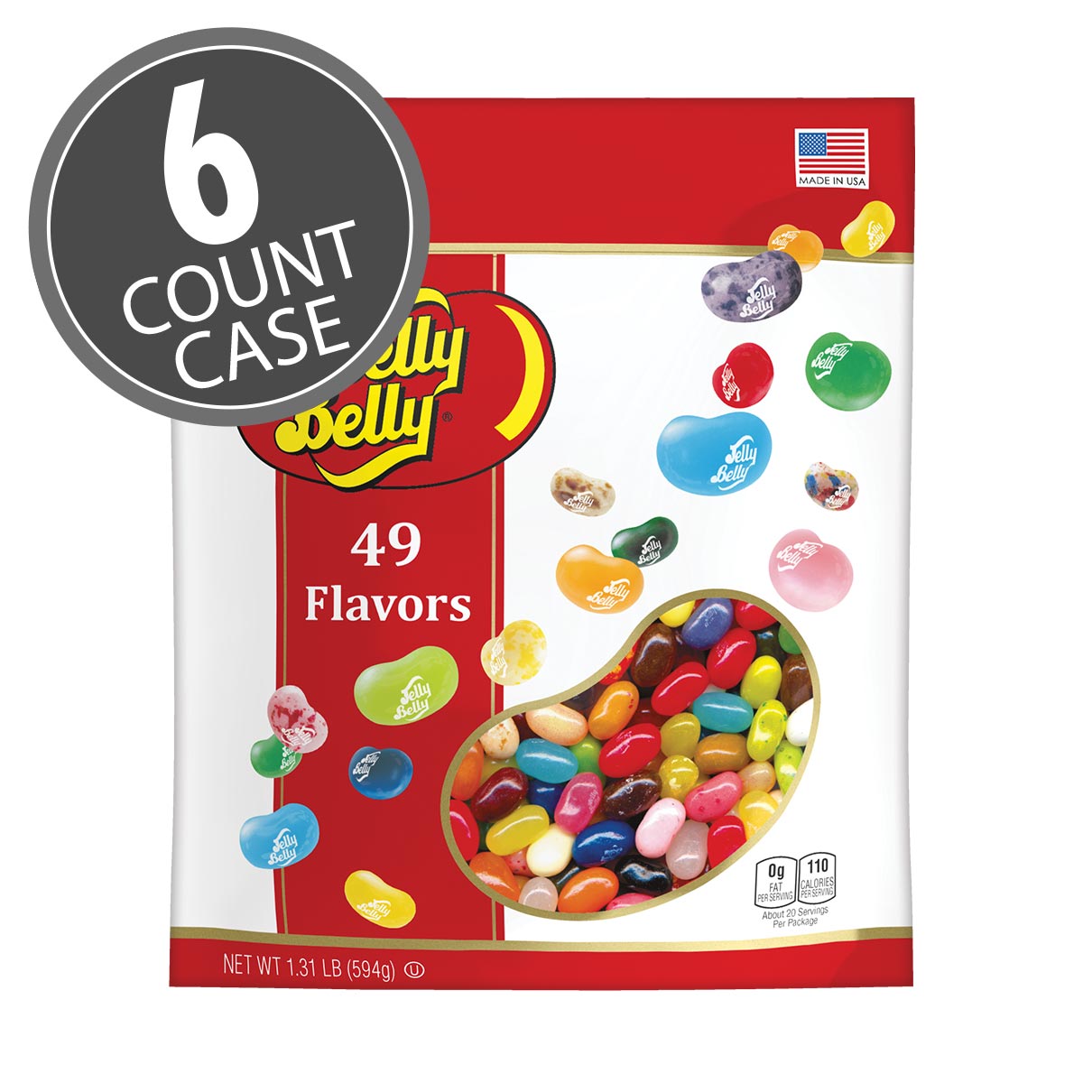 49 Assorted Jelly Bean Flavors 1.31 lb Pouch Bag, 6-Count Case