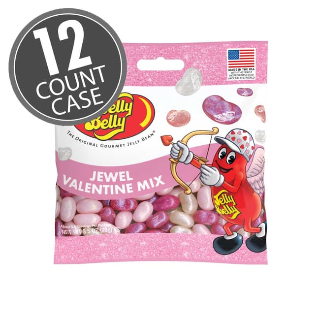 Jewel Valentine Mix Jelly Beans - 3.5 oz Grab & Go® Bag - 12 Count Case