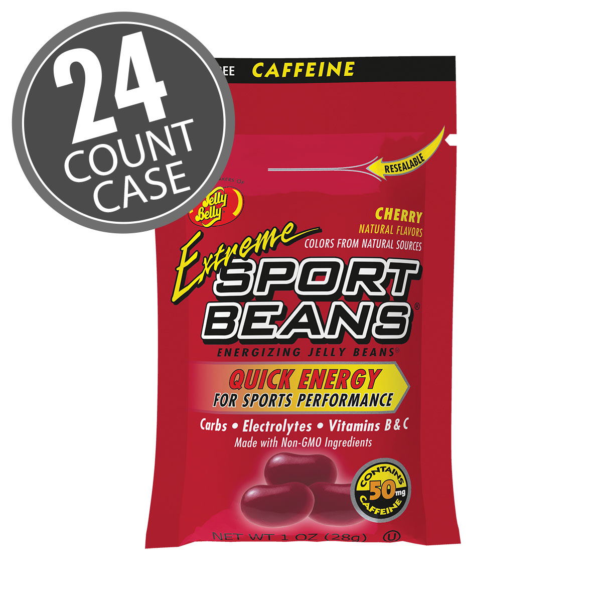 Extreme Sport Beans� Jelly Beans with CAFFEINE - Cherry 24-Pack