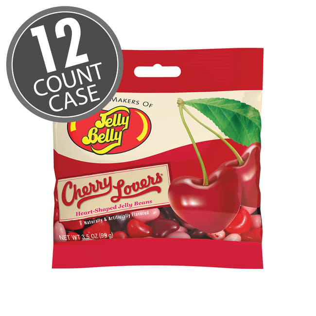 Cherry Lovers Heart-Shaped Jelly Beans 3.5 oz Grab & Go Bag - 12-Count Case