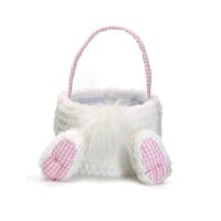 Fluffy Bunny Tail Pink Easter Basket (Empty)
