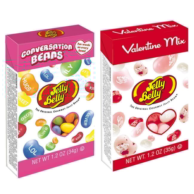 Jelly Belly Valentine Mix & Conversation Beans® - 48-Count Case - 1.2 oz Flip-top box