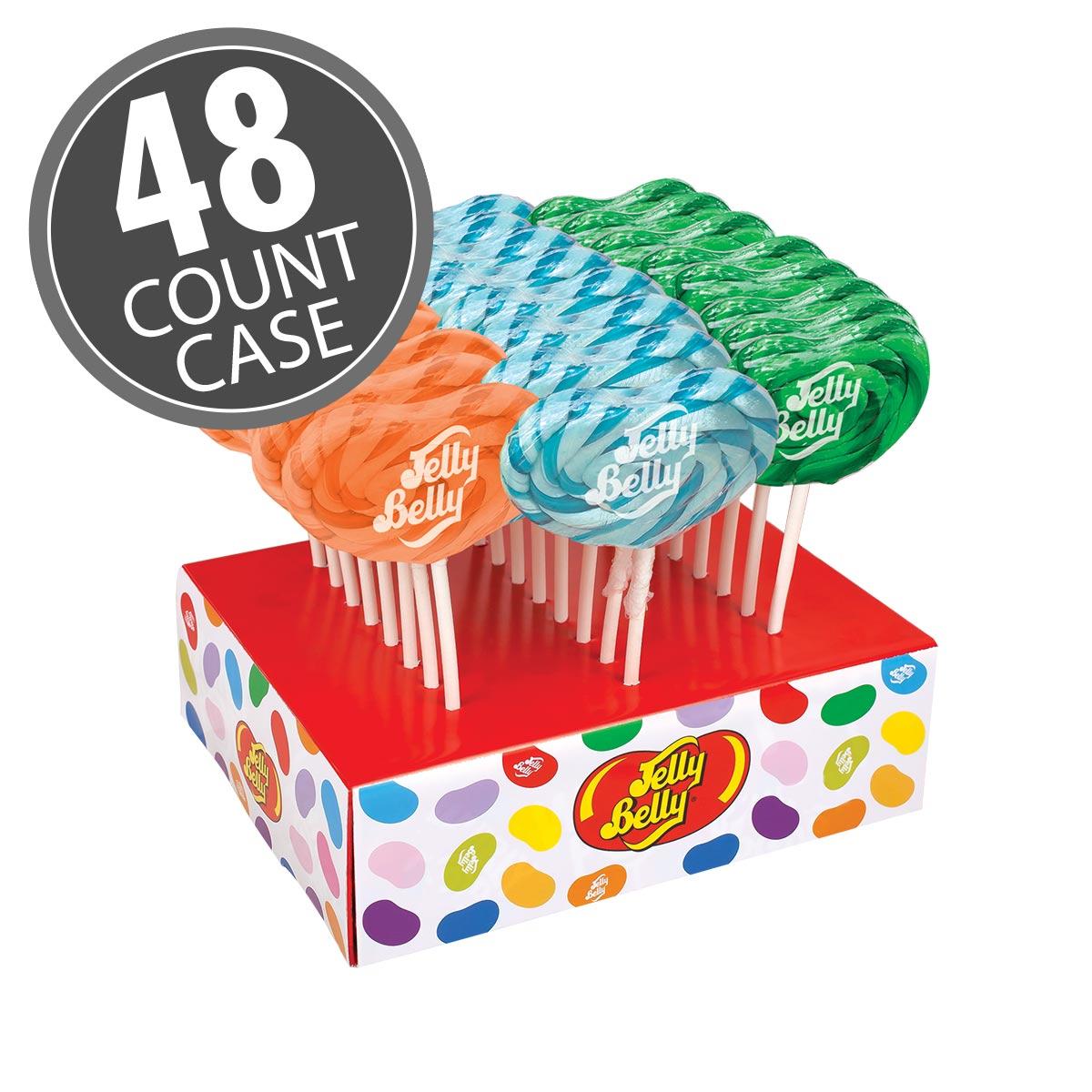 Jelly Belly Berry Blue, Buttered Popcorn & Green Apple Lollipops 48