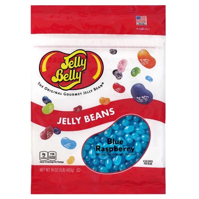 Blue Raspberry Jelly Beans - 16 oz Re-Sealable Bag