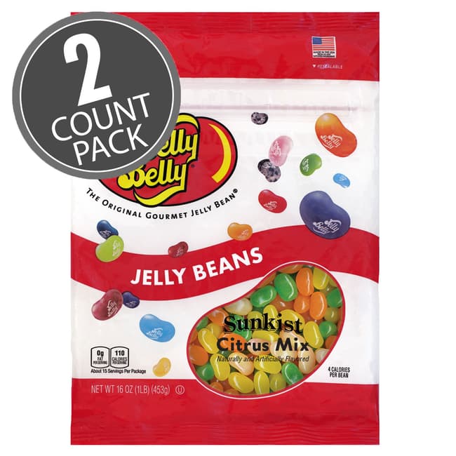 Sunkist® Citrus Mix Jelly Beans - 16 oz Re-Sealable Bag - 2 Pack