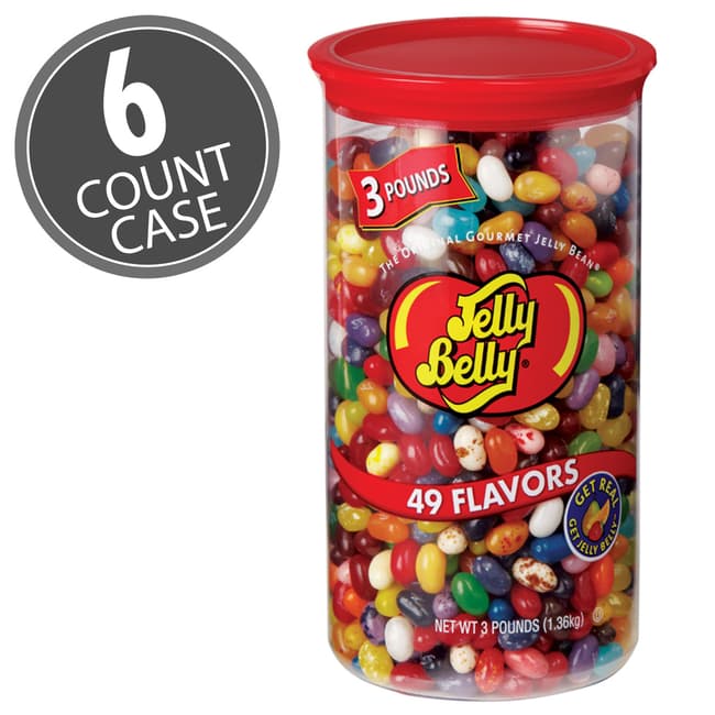 49 Assorted Jelly Bean Flavors 3 lb Clear Can 6 Count Case