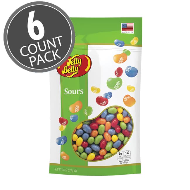 Sours Jelly Beans - 9.8 oz Pouch Bag - 6 Count Case