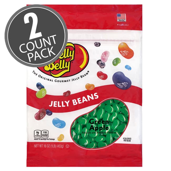 Green Apple Jelly Beans - 16 oz Re-Sealable Bag - 2 Pack