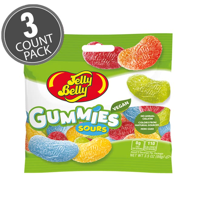 Jelly Belly Assorted Sour Gummies 3.5 oz Bag - 3 Count Pack