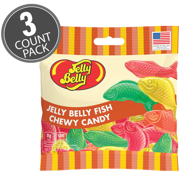 Jelly Belly Fish Chewy Candy 2.8 oz Bag 3 Count Pack