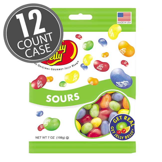 Sours Jelly Beans - 7 oz Bag - 12-Count Case