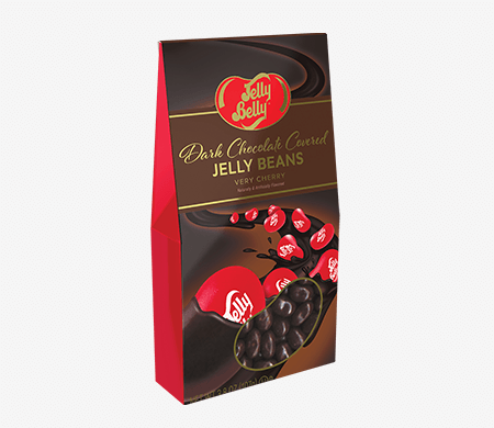 Product picture of 3.8 ounce Dark Chocolate Covered Jelly Beans - Very Cherry