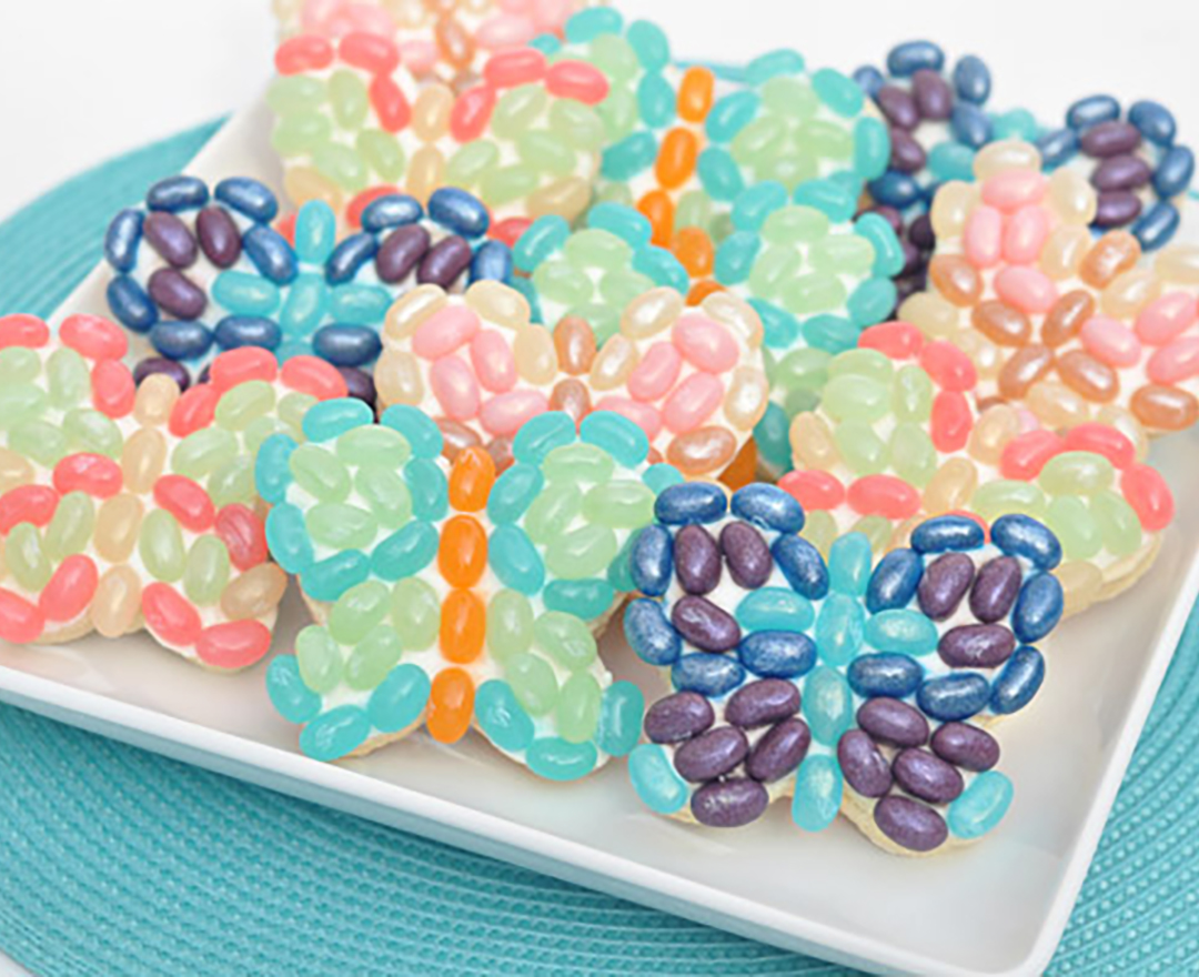Butterfly cookies on a tray
